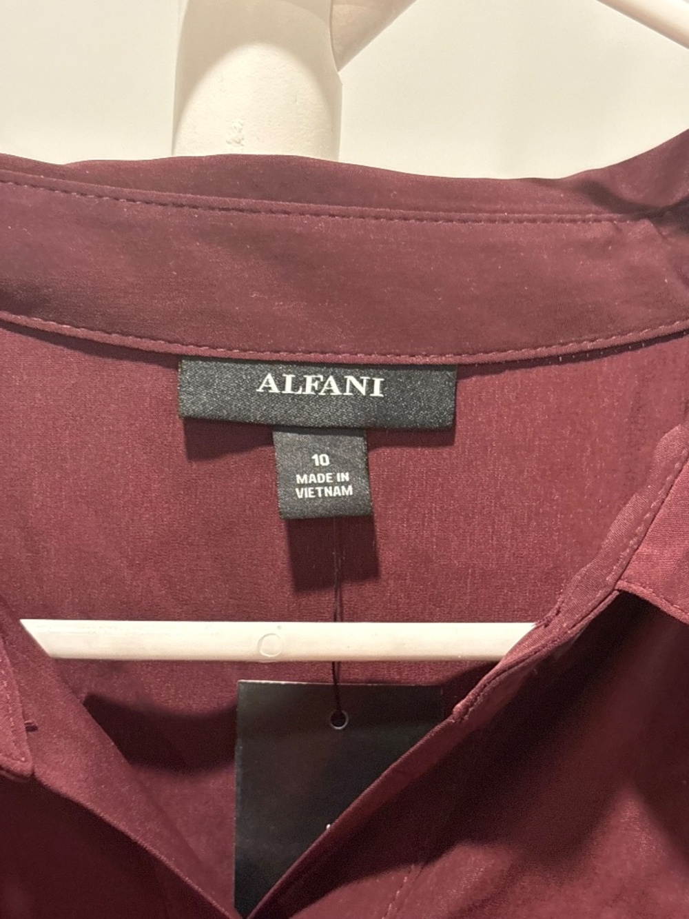 Alfani Purple Satin Long Sleeve Shirt Dress Knotted Waist- Size 10 NWT - Picture 3 of 5